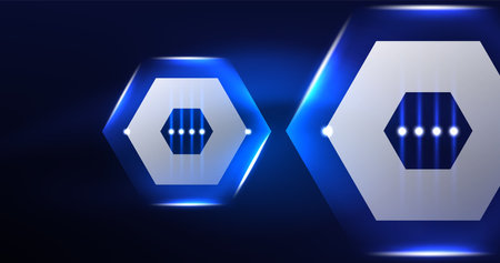 Abstract background neon hexagon vector illustrationのイラスト素材