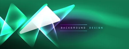 Vibrant Geometric Neon Shiny Line Background. A Bold and Stunning Display of Shapes, Lines, Colors, and Glow, Perfect for Futuristic Modern Designs, Hi-tech Presentations, Technology Web Pagesのイラスト素材