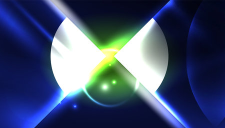 Abstract background techno neon glowing circle shapes and round elemetns with light flare effects. Hi-tech design for wallpaper, banner, background, landing page, wall art, invitation, prints, postersのイラスト素材