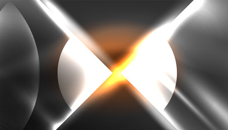 Abstract background techno neon glowing circle shapes and round elements with light flare effects. Hi-tech design for wallpaper, banner, background, landing page, wall art, invitation, prints, postersのイラスト素材