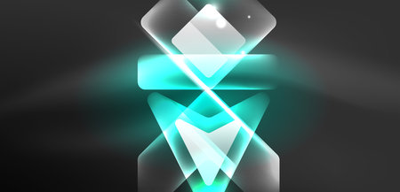 Neon glowing techno lines and arrows, hi-tech futuristic abstract background templateのイラスト素材