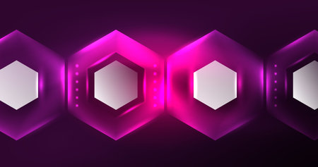 Abstract background neon hexagon vector illustrationのイラスト素材