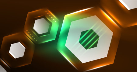Abstract background neon hexagon vector illustrationのイラスト素材