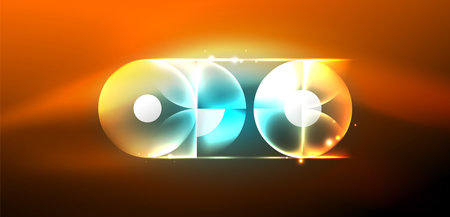 Abstract background shiny glowing neon color round elements and circles. Techno futuristic vector Illustration For Wallpaper, Banner, Background, Card, Book Illustration, landing pageのイラスト素材