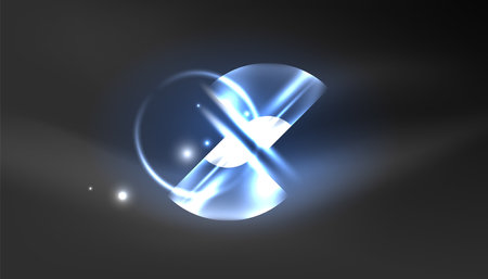 Abstract background techno neon glowing circle shapes and round elements with light flare effects. Hi-tech design for wallpaper, banner, background, landing page, wall art, invitation, prints, postersのイラスト素材