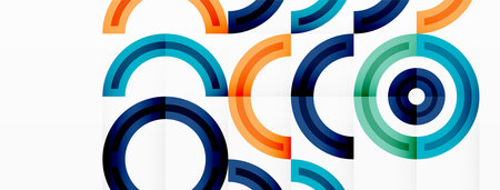 Circles are arranged in a grid pattern abstract background and feature a range of different colors, including shades of various colors. Template for wallpaper, banner, presentation, backgroundのイラスト素材