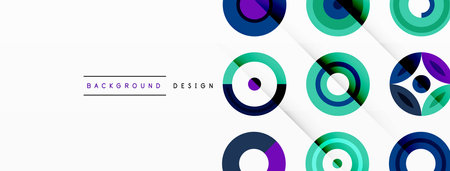 Colorful circles in a grid composition abstract background. Design for wallpaper, banner, background, landing page, wall art, invitation, prints, postersのイラスト素材