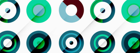 Colorful circles in a grid composition abstract background. Design for wallpaper, banner, background, landing page, wall art, invitation, prints, postersのイラスト素材