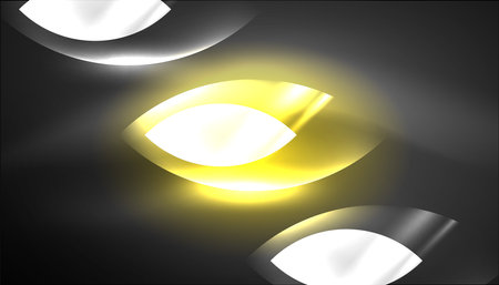 Abstract background techno neon glowing circle shapes and round elemetns with light flare effects. Hi-tech design for wallpaper, banner, background, landing page, wall art, invitation, prints, postersのイラスト素材