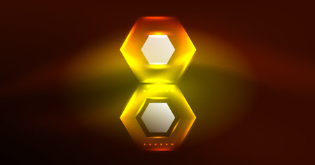 Neon hexagon background. Hi-tech design for wallpaper, banner, background, landing page, wall art, invitation, prints, postersのイラスト素材