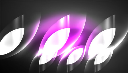 Abstract background techno neon glowing circle shapes and round elemetns with light flare effects. Hi-tech design for wallpaper, banner, background, landing page, wall art, invitation, prints, postersのイラスト素材