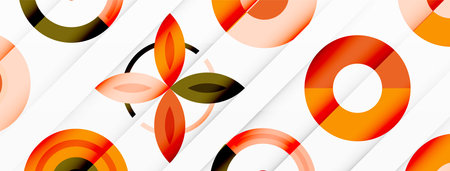 Colorful circles in a grid composition abstract background. Design for wallpaper, banner,...