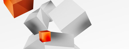 3d cubes vector abstract background. Composition of 3d square shaped basic geometric elements. Trendy techno business template for wallpaper, banner, background or landingのイラスト素材