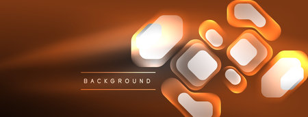 Glowing neon geometric elements abstract background. Neon light or laser show, electric impulse,...