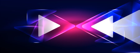 Neon lights hacking geometric background, virtual reality or artificial intelligence concept, cyberpunk geometric template for wallpaper, banner, presentation, backgroundのイラスト素材