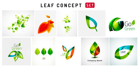 Set of leaf minimal nature concepts and backgrounds for wallpaper, banner, background, landing page, wall art, invitation, printsのイラスト素材