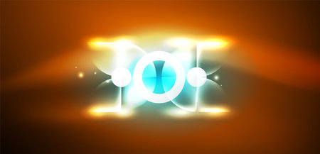 Abstract background shiny glowing neon color round elements and circles. Techno futuristic vector Illustration For Wallpaper, Banner, Background, Card, Book Illustration, landing pageのイラスト素材