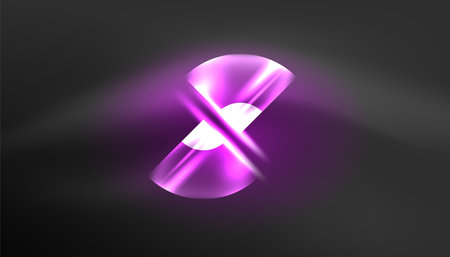 Abstract background techno neon glowing circle shapes and round elements with light flare effects. Hi-tech design for wallpaper, banner, background, landing page, wall art, invitation, prints, postersのイラスト素材