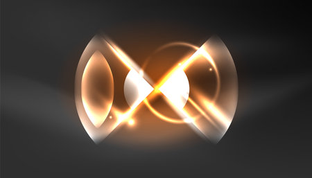 Abstract background techno neon glowing circle shapes and round elements with light flare effects. Hi-tech design for wallpaper, banner, background, landing page, wall art, invitation, prints, postersのイラスト素材