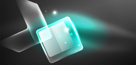 Neon glowing techno lines and arrows, hi-tech futuristic abstract background templateのイラスト素材