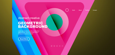 Minimal landing page, geometric shapes. Business or technology design for wallpaper, banner, background, landing page, wall art, invitation, printsのイラスト素材