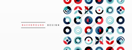 Vibrant and eye-catching vector background featuring a grid of colorful circles arranged in a...