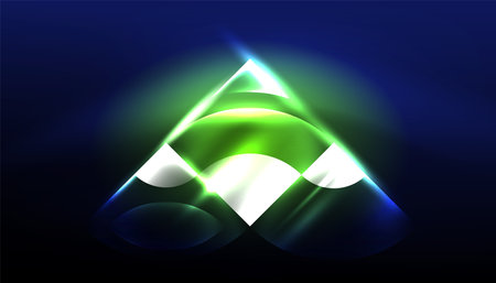 Abstract background techno neon glowing circle shapes and round elements with light flare effects. Hi-tech design for wallpaper, banner, background, landing page, wall art, invitation, prints, postersのイラスト素材