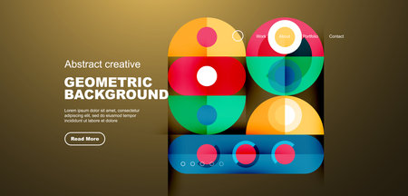 Simple circles and round elements pattern. Minimalist design geometric landing page. Creative concept for business, technology, science or print designのイラスト素材