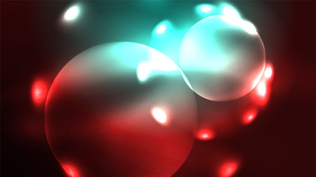 Neon glowing circles, magic energy space light concept, abstract background wallpaper designのイラスト素材