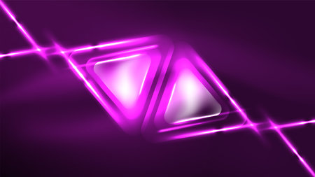 Techno neon triangles with light effects in the darkのイラスト素材