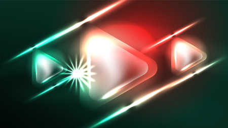 Digital Neon Abstract Background, Triangles And Lights Geometric Design Templateのイラスト素材