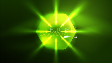 Technology Digital Neon Abstract Background, Abstract Hexagons, Digital Cyberspace, Modern Hi-tech, Science, Futuristic Techno Design Templateのイラスト素材