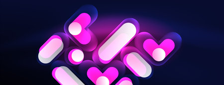 Glowing round shapes abstract background. Template for wallpaper, banner, presentation, backgroundのイラスト素材