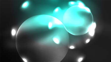 Circles with bright neon shiny light effects, abstract background wallpaper designのイラスト素材