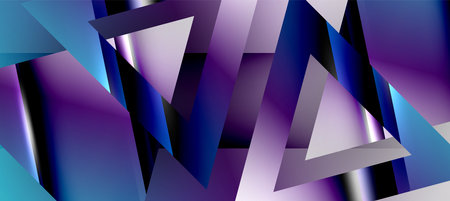 Trendy minimal geometric composition abstract background. Shadow lines and lights on glossy triangles backdrop. Vector Illustration For Wallpaper, Banner, Background, Card, Book Illustrationのイラスト素材