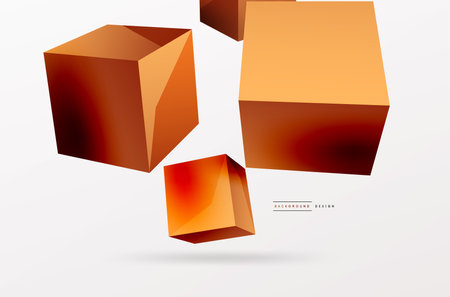 3d cubes vector abstract background. Composition of 3d square shaped basic geometric elements. Trendy techno business template for wallpaper, banner, background or landingのイラスト素材
