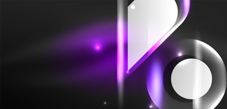 Abstract background glowing neon light geometric shapes. Space cosmic or magic energy vector wallpaper For Wallpaper, Banner, Background, Card, Book Illustration, landing pageのイラスト素材