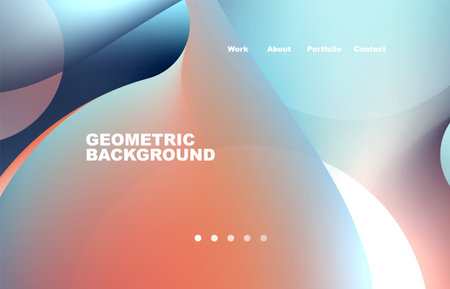 Landing page abstract liquid background. Flowing shapes, round design and circle. Web page for website or mobile app wallpaperのイラスト素材