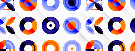 Colorful circles in a grid composition abstract background. Design for wallpaper, banner, background, landing page, wall art, invitation, prints, postersのイラスト素材