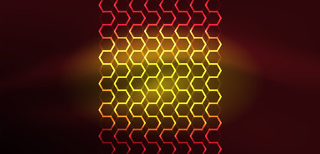 Abstract background techno neon hexagons. Hi-tech vector illustration for wallpaper, banner, background, landing page, wall art, invitation, prints, postersのイラスト素材