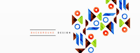 Colorful triangles and circles abstract background. Design for wallpaper, banner, background, landing page, wall art, invitation, prints, postersのイラスト素材