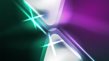 Digital Neon Abstract Background, Triangles And Lights Geometric Design Templateのイラスト素材
