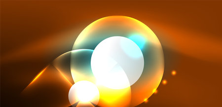 Abstract background shiny glowing neon color round elements and circles. Techno futuristic vector Illustration For Wallpaper, Banner, Background, Card, Book Illustration, landing pageのイラスト素材
