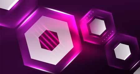 Abstract background neon hexagon vector illustrationのイラスト素材