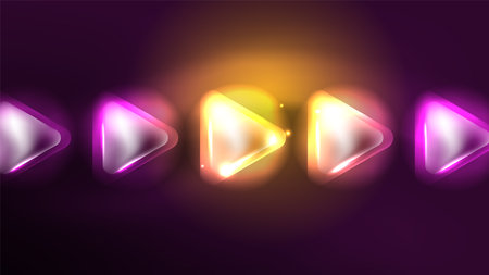 Abstract background landing page, glass geometric shapes with glowing neon light reflections, energy effect concept on glossy formsのイラスト素材