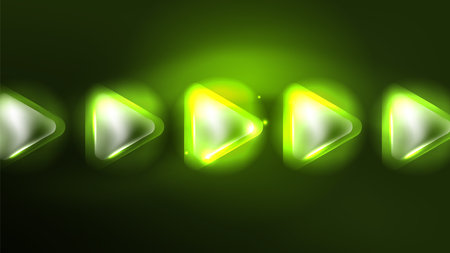 Abstract background landing page, geometric shape illuminated with glowing neon light on dark background. Futuristic city lights conceptのイラスト素材