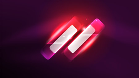 Abstract background landing page, glass geometric shapes with glowing neon light reflections, energy effect concept on glossy formsのイラスト素材