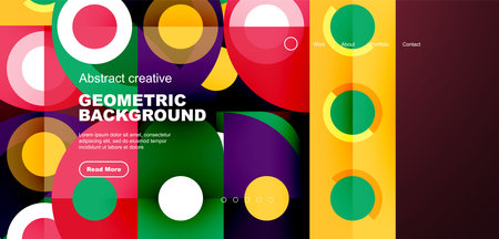 Simple circles and round elements pattern. Minimalist design geometric landing page. Creative concept for business, technology, science or print designのイラスト素材