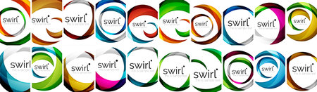 Swirl and circle design. Business or technology background. Set of swirl illustrations. Techno banner or landing page. Wallpaper, banner, backgrounds, wall art or poster designのイラスト素材