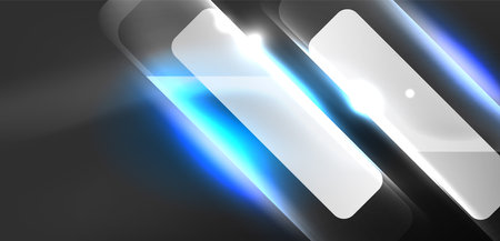 Neon speed arrow and line shapes background. Hi-tech concept with shiny backdrop. Bright flare light effect in the darkのイラスト素材
